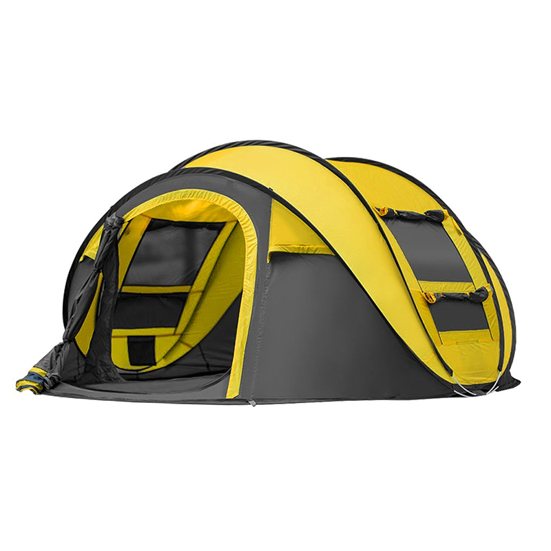Pop-up tent folded into its carry disc