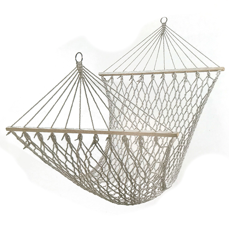 Hanging seat in a garden setting