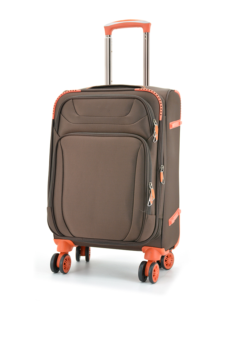 Soft textile trolley case with exterior pockets