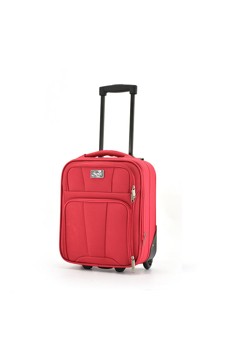 Soft shell suitcase with front zip pockets