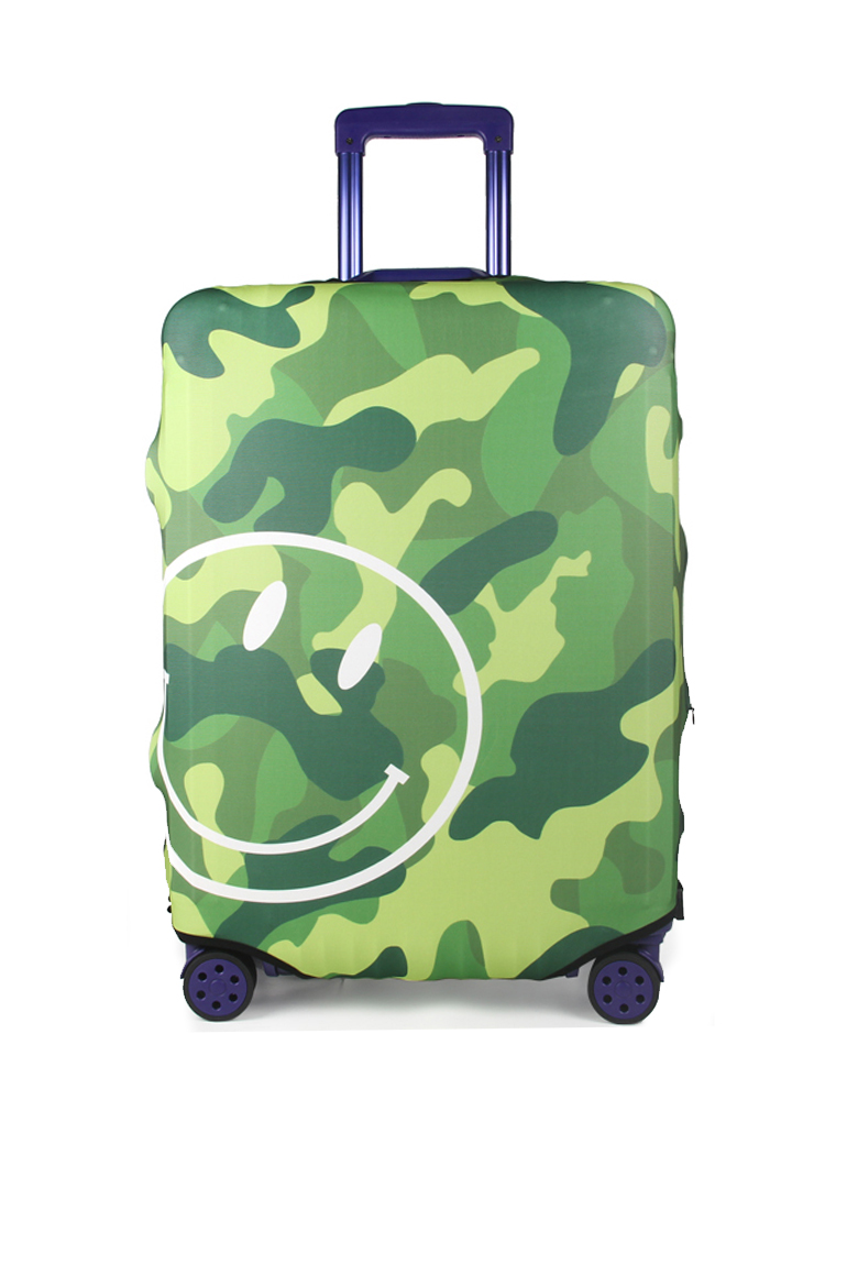 Printed suitcase cover on a cabin case
