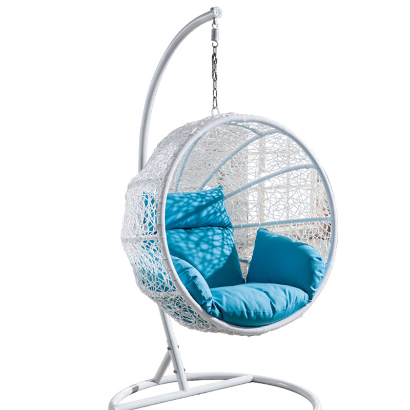 Rattan egg chair with frame, rear view