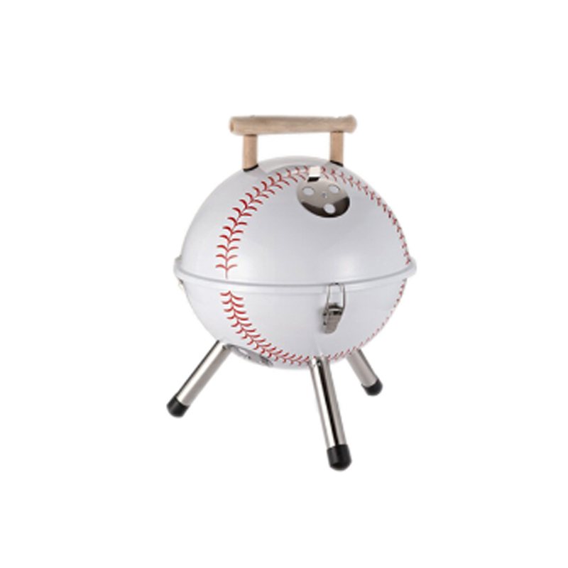Folding barbecue grill opened for use