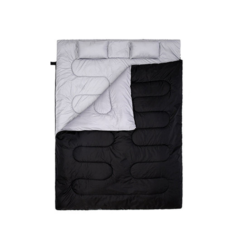 Sleeping bag in a camping setting
