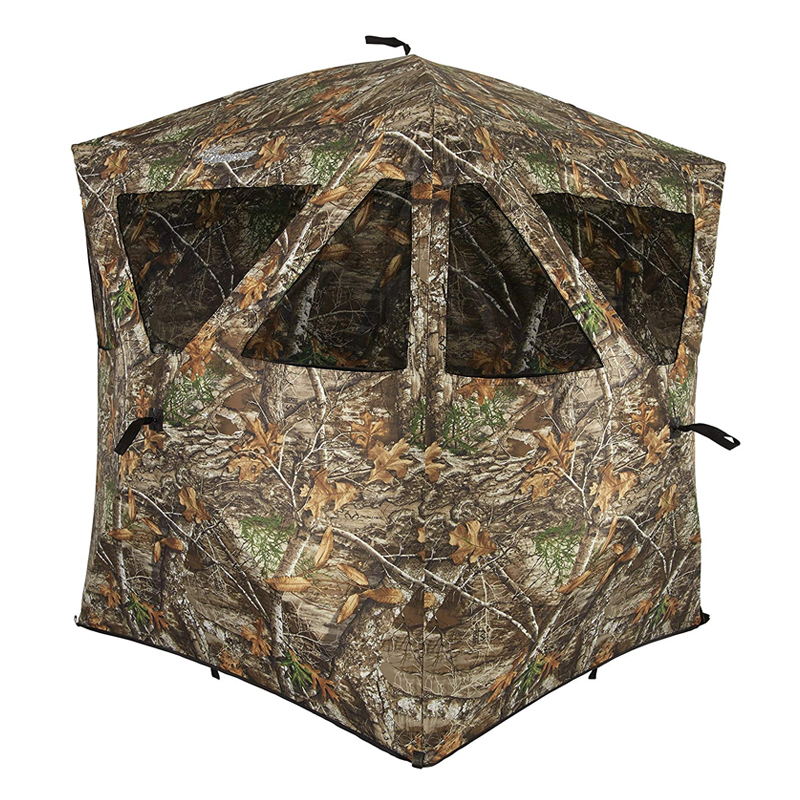 Hunting blind tent, interior view