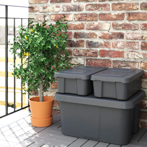 Collapsible storage box shown open
