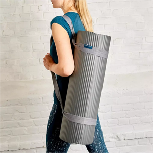 Yoga mat unrolled, top view